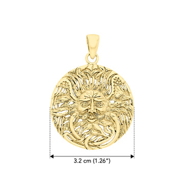 Celtic Triple Spiral Sun Disk Solid Yellow Gold Pendant GPD1581